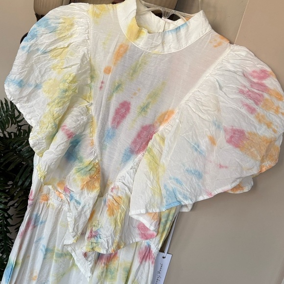 Brand New Young Fabulous & Broke Tie Dye Ruffle Tiered Open Back Cruz Maxi Dress - Picture 6 of 15